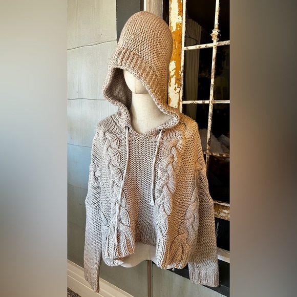 Lovestitch Kelly Oatmeal Chunky Cable Knit Hoodie Hood Sweater - Picture 4 of 8